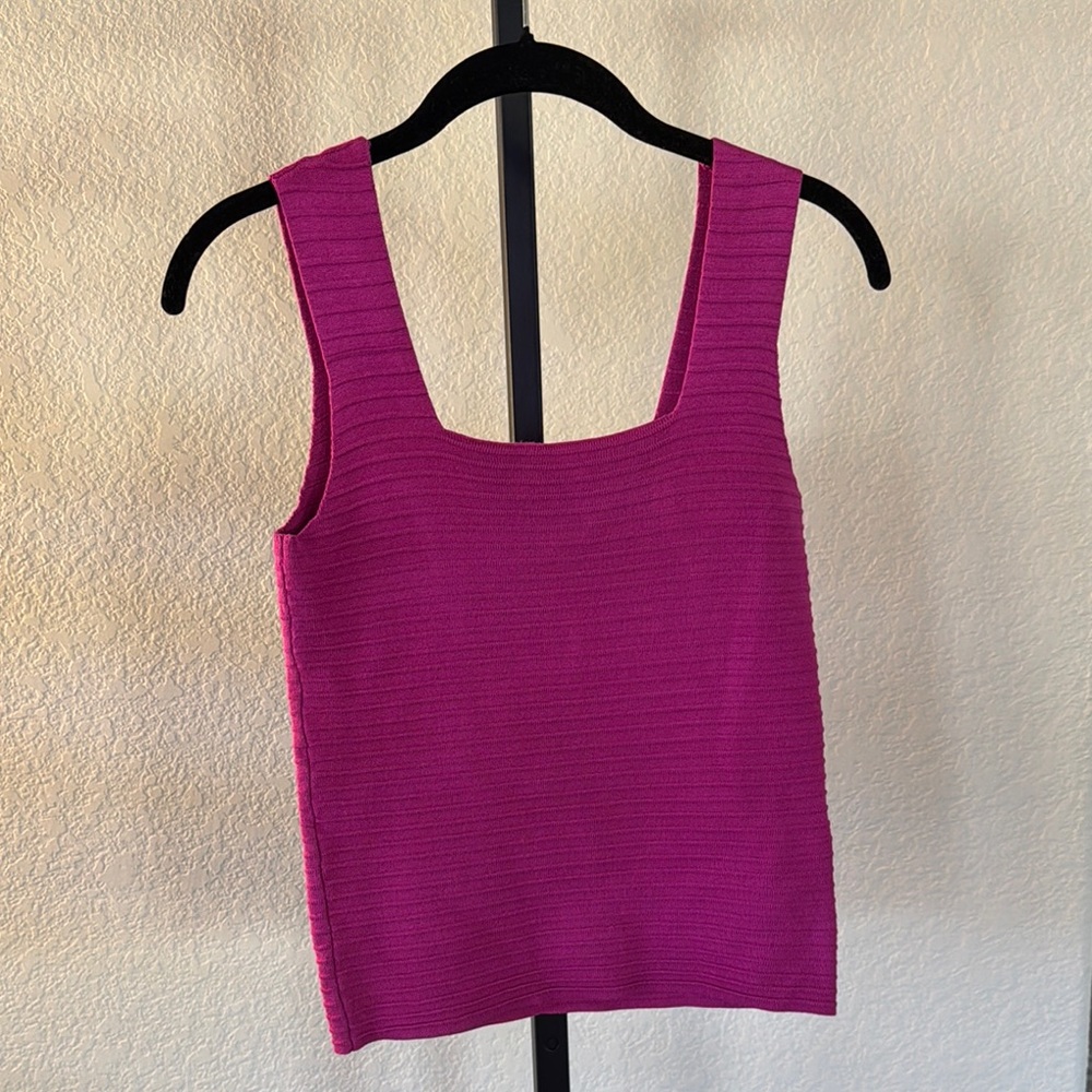 Amazon Pink Ribbed Fitted Tank Top